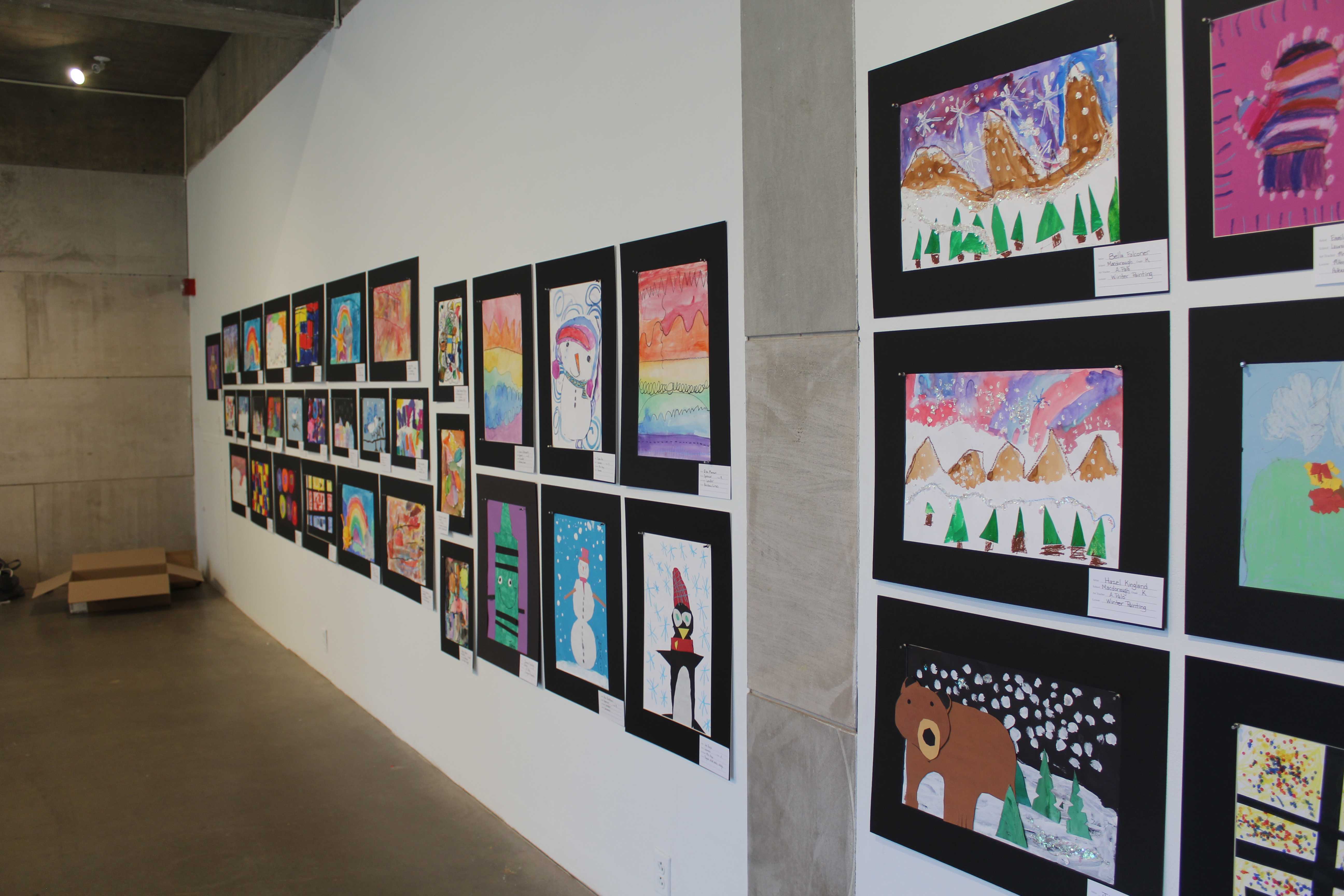Student artwork featured at the gallery for the 2023 Middletown Public Schools K-12 Art Show